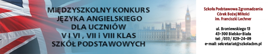 Regulamin MIĘDZYSZKOLNY KONKURS JĘZYKA ANGIELSKIEGO DLA SP